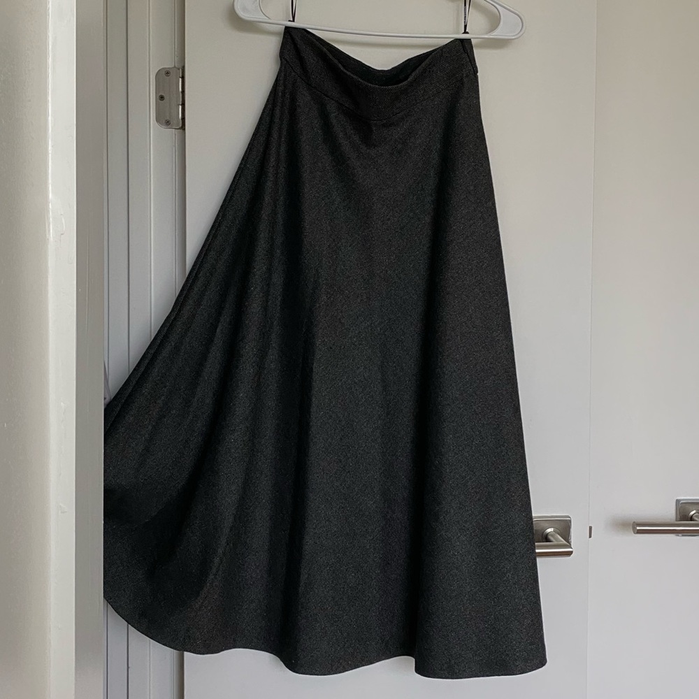 Zara Skirt, Dark Grey, Wool Blend Herringbone, XS